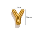 Polished gold bubble letter Y pendant necklace with 17mm x 21mm size measurements - Gold Y