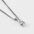 Polished silver bubble initial pendant necklace with sleek metallic finish and drop shape - Steel Letter I