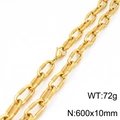 Collar de eslabones cubanos en acero inoxidable dorado, unisex 600x10mm y 72g - Collar 60cm / Dorado