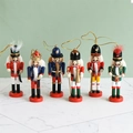 Set of six 13cm wooden Nutcracker soldier ornaments for Christmas festive home decoration - Set / Colorful