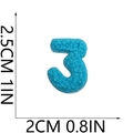 Blue chenille number 3 embroidery patch size 2.5x2cm with detailed stitching - Number-3