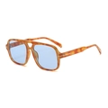 Vintage Pilotenbrille mit Rahmen in Schildpatt-Optik und hellblauen Gläsern - Gelbes Schildpatt Ozeanblau