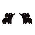 Minimalist cute black elephant stainless steel stud earrings for women in a pair - Black