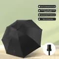 Foldable black umbrella with UV protection and 96cm diameter for sun or rain use - Manual Model / 8-Rib Regular / Black