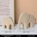 Nordic style beige wooden elephant sculptures set in two sizes for home decoration - Elephant Beige Pair