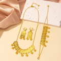 Gouden munt bruidssieradenset met boheemse munten en hartjes voor bruiloften luxe - 3-Delige Set Munt Hart Combo (3件套-2)