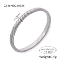 Silver-finish elastic ribbed bangle bracelet with precise 0.8cm width and striped texture - Steel Color 8mm