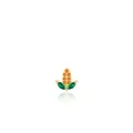 S925 silver corn stud earrings with orange cubic zirconia and green leaf crystals - Orange Corn Style - Gold Base (RHE959G)