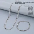 Size chart for 5mm stainless steel Figaro chain necklace and bracelet with weight details - Bracelet 20CM / 5mm / Beveled Style 3-1 Steel Color