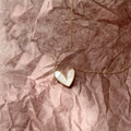 Titanium steel heart necklace with white mother of pearl inlay in golden finish - Heart White Mother of Pearl / Gold