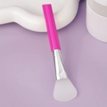 Silicone face mask brush with rose red handle and translucent soft spatula tip - Slanted Tail Style D / Rose Red