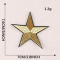 Golden embroidered five-point star patch, 7.6cm x 7cm size for clothing accessories - XL Gold Five-Pointed Star (G1L-A-4-3 Iron-On)