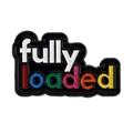 Spilla smaltata Fully Loaded con lettere colorate e bordo in metallo nero - Testo fully loaded