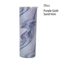 Gobelet isotherme 20oz avec finition pailletée marbre violet en acier inoxydable - 20oz / Transfert de Laque - Sable Violet Doré
