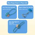 3-piece blue cotton rope dog chew toy set with rubber ring and durable knots - 3-Piece Tranquil Blue Rope Chew Set