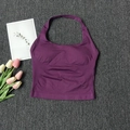 Pflaumenlila nahtloses Halter-Sporttop mit Rippstruktur für Yoga und Fitness - S / Traubenlila