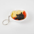 Portachiavi creativo con miniatura realistica di zuppa di tartaruga e pollo in ciotola - Zuppa di pollo alla tartaruga - Con portachiavi