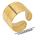 Detail view of gold wave texture ring with 1.4cm width and adjustable opening size - Gold