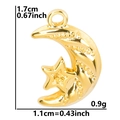 Primer plano de colgante de luna y estrella en oro de 18k con medidas precisas en pulgadas - Colgante de Luna y Estrella / Dorado