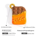 Chocolate bar pendant in brown and orange 18K gold plated stainless steel - Orange Chocolate Pendant PJ93222C