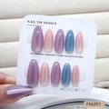 Unghie finte cat eye arcobaleno viola e blu, forma ovale lunga, modello modello FM201 - Stile Sfumato Occhio di Gatto Arcobaleno (FM201-S) / S