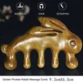 Massagekamm aus Gold-Sandelholz in Hasenform für die Kopfhaut-Gua Sha - Goldener Hase