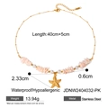 Pulsera océano de acero inoxidable 18k con estrella de mar, perlas y conchas - Colgante de Estrella de Mar / 40+5cm / Rosa (JDNW2404032-PK)