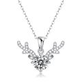 Elegant 925 sterling silver necklace featuring a sparkling moissanite deer antler pendant - (s925 Silver + Moissanite P11165-6.5 (promotional)) / Chain Length 40cm + 5cm (extension Chain)