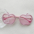 Pink apple-shaped kids sunglasses with light pink lenses and gold metal hinges - Cute Pink Apple Shape