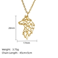 Golden geometric hollow wolf head pendant necklace with minimalist stainless steel chain - Wolf Head Style (LN1891 Gold)
