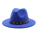 Dettaglio cappello fedora blu scuro con fascia in finta pelle e borchie dorate - M (56-58cm) / Blu