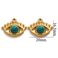 Evil eye pendant in gold finish with turquoise stone and dimensions 16.5mm by 20mm - Style H-Turquoise