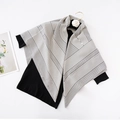 Vintage 90cm square silk scarf with black and white geometric stripe patterns - Striped