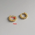 Minimalist S925 sterling silver gold beaded hoop earrings with 7mm inner diameter - Inner 7mm / 7mm Gold