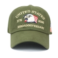 Dettaglio del berretto verde militare con ricamo di alta qualità per il 250° anniversario USA - Verde Militare