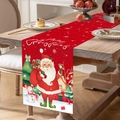 Rode kersttafelloper met kerstmanmotief voor feestelijke kersttafel decoratie - 181x35.5cm / Kerstman
