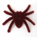 Scary flocked spider prop in brownish red for Halloween outdoor haunted house decoration - 6 Pieces/Set / Red