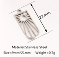 Silver stainless steel sunburst charm pendant with polished finish, 21mm arch shape - DY974 / Steel