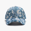 Berretto da baseball in jacquard blu e bianco con texture floreale e visiera curva - Regolabile / Blu Grigio