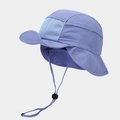 Detail of lavender sun hat showing breathable mesh panel and adjustable chin strap cord - One Size / Light Blue