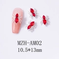 Detail of spider nail art charm with red gem and silver alloy base, size 10.5x13mm - Silver Base Red Rhinestone (AM02)