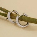 S925 Sterling Silber U-Form Creolen mit funkelnden weißen Zirkonia-Steinen besetzt - 925er Silber / Weißgold