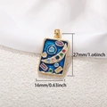 Detail of tarot card pendant with blue enamel and colorful cubic zirconia stones - Blue Enamel Multicolor Gem Universe