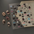 Stickers ongles 5D chat avec chatons noirs et nœuds roses pour décoration de manucure - Style de Dessin Animé Chat Noir (CO-283)