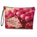 Portable Valentine's Day floral cosmetic bag with rose prints and black wrist strap - Heart Balloon Chocolate Style With Wrist Strap (xy-050-3)