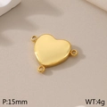 Golden heart-shaped stainless steel DIY pendant with three rings, 15mm size and 4g weight - Three-ring Heart Connector (KLJ4942-Z)