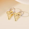 Elegant two-tone heart drop earrings in polished silver and gold titanium steel - Hollow Heart / Gold and Silver Two-tone