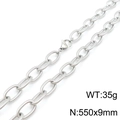 Silver stainless steel chain necklace with 35g weight and 550x9mm link dimensions - 55cm / Steel