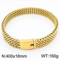 Bracciale a maglie in metallo dorato lucido largo 18mm con trama intrecciata fine - 18mm di Larghezza - Oro (KN286238-KJX)