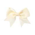 Classic cream grosgrain ribbon bow hairpin for girls featuring a symmetric dovetail design - Creamy White (824)